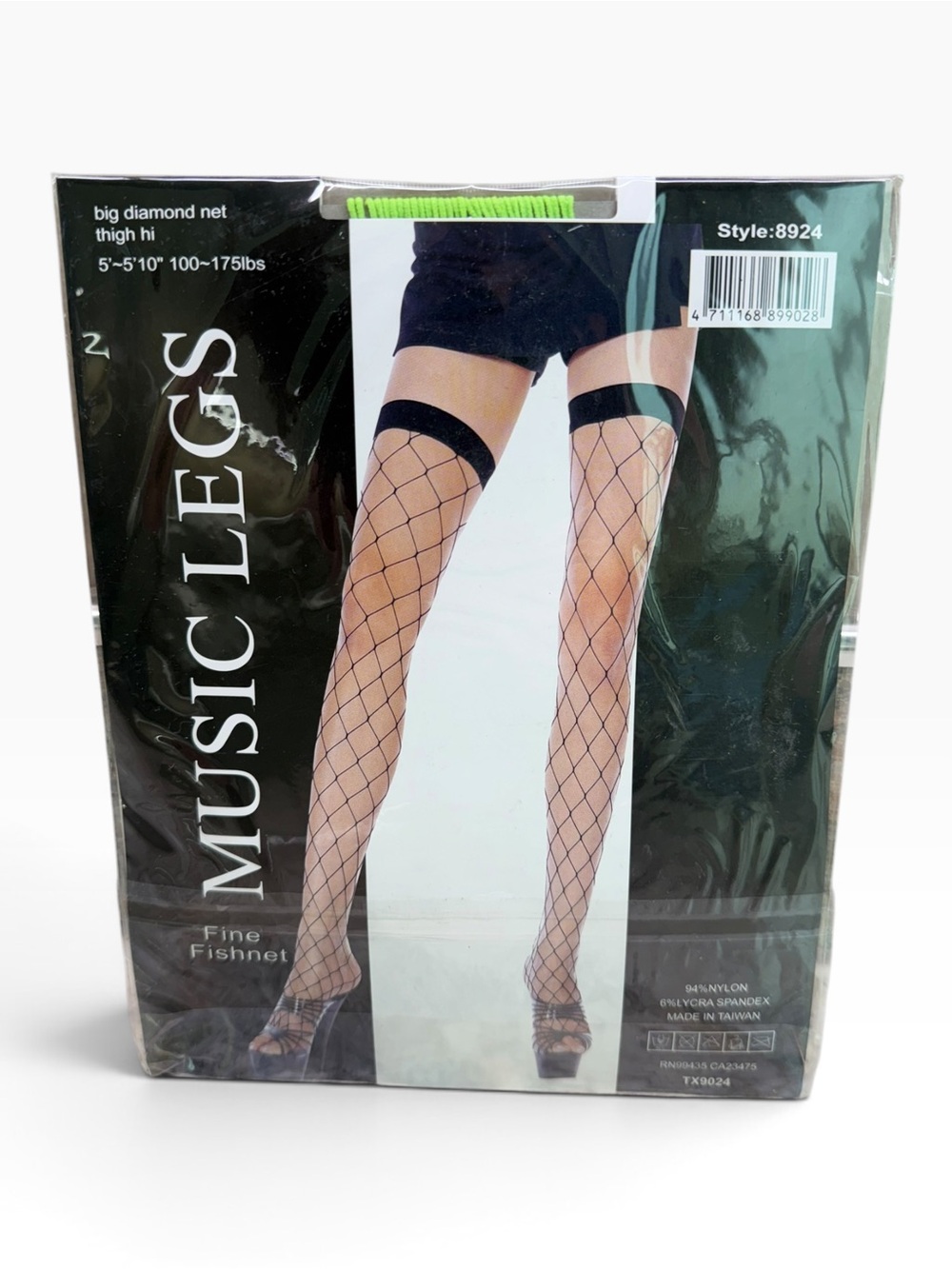 Music Legs Big Diamond Net Thigh Hi Stockings Lime Green 8924 OS Fits 5’-5’10”